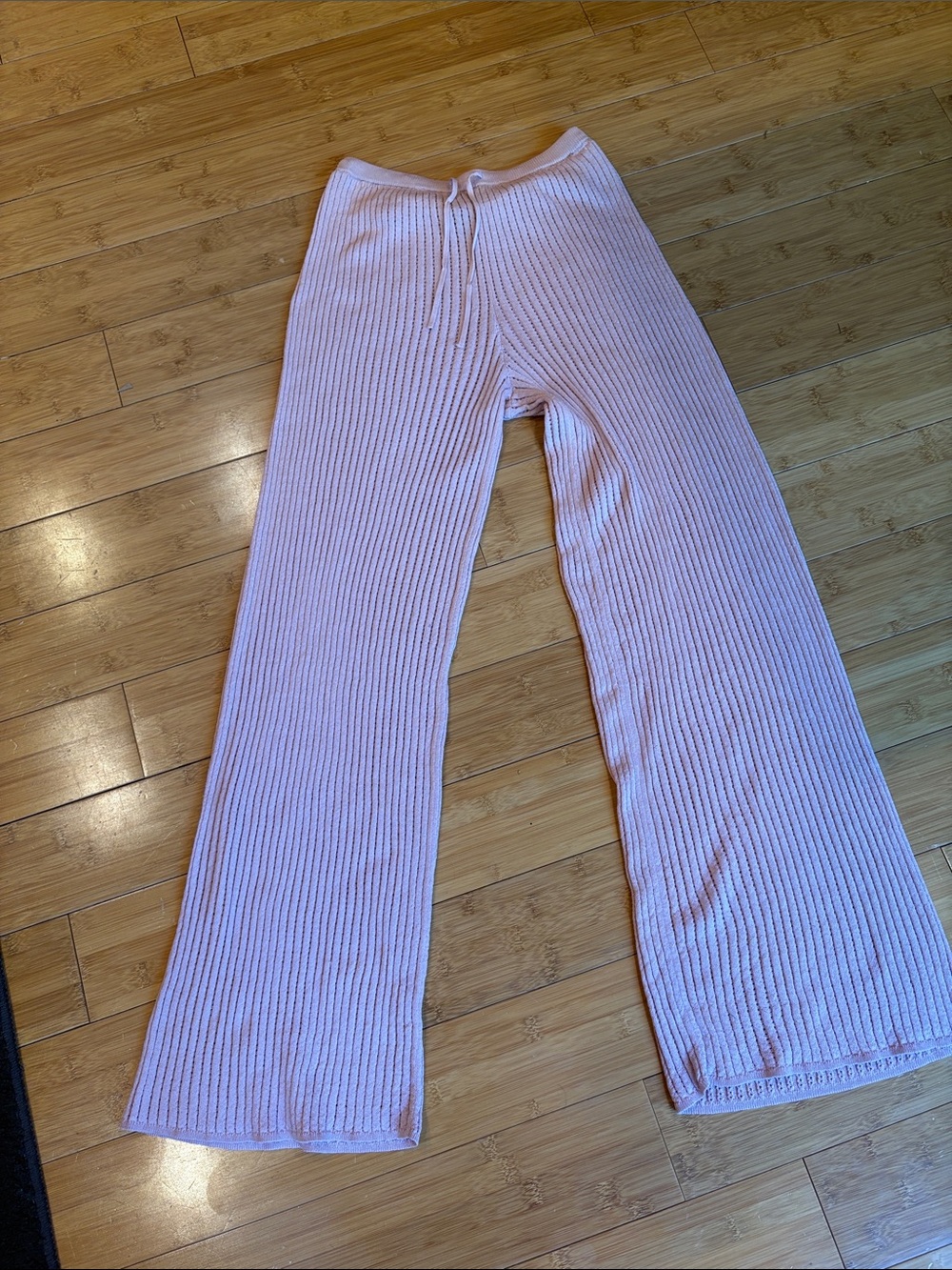 Soft Ribbed Pink Kids Lounge Pants